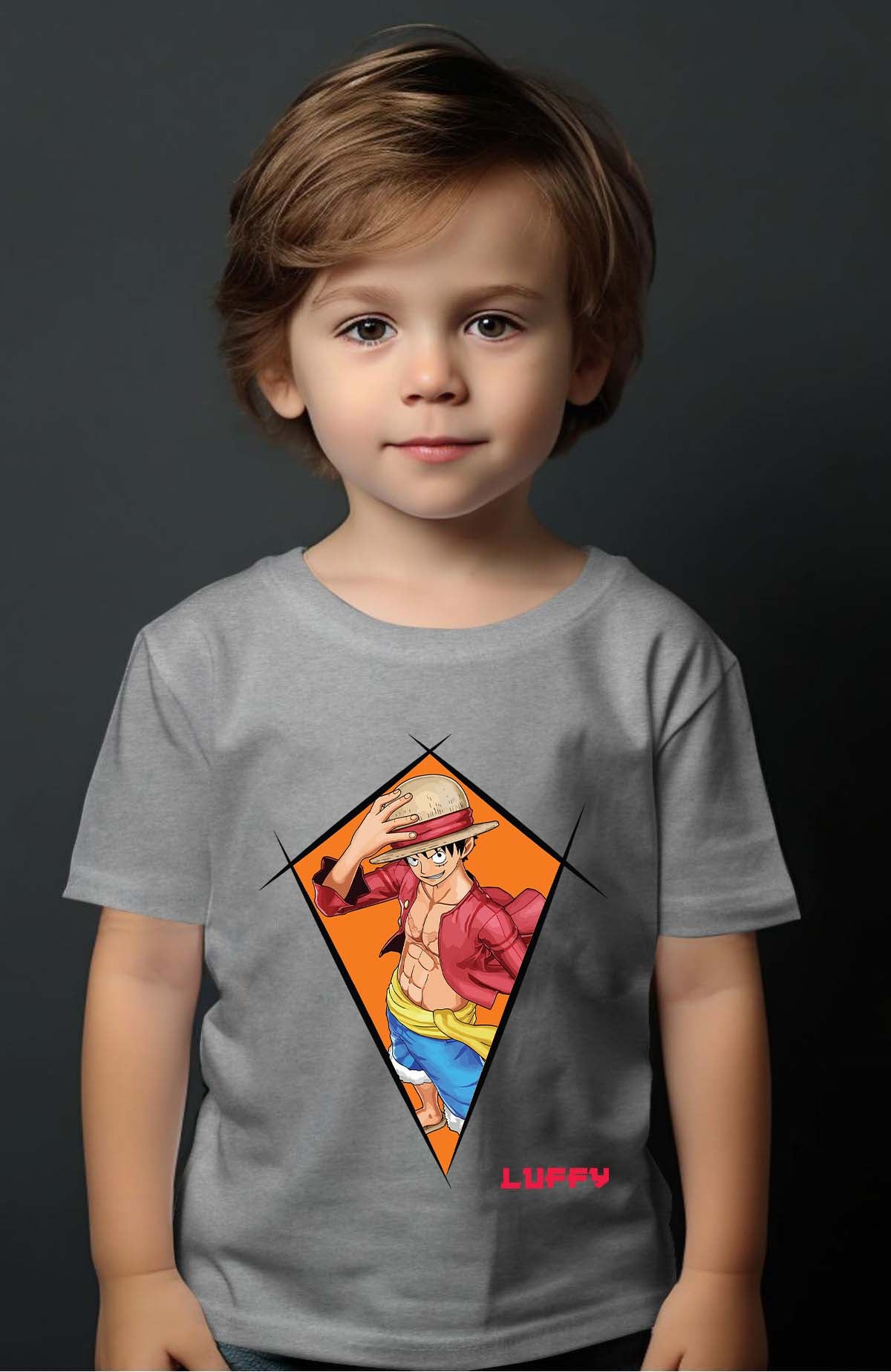 COULEUR:Gris|T-shirt Garçon | Neo Luffy Gris