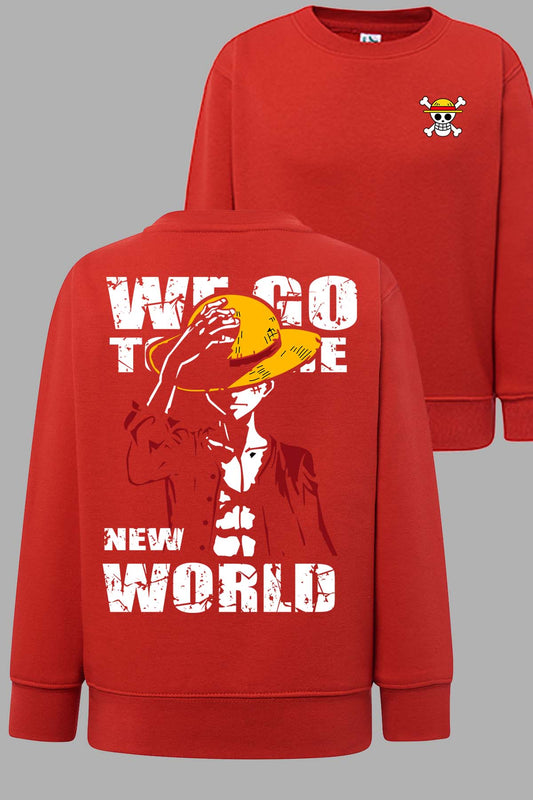 COULEUR:Rouge|Sweat Col Rond Garçon | New world Luffy Rouge