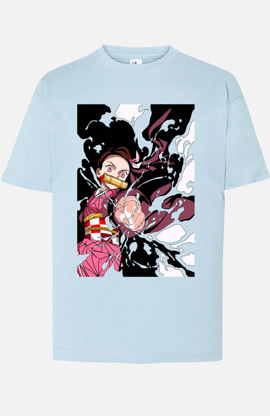 COULEUR:Bleu Ciel|T-shirt Garçon | No Yaiba Nezuko Bleu Ciel