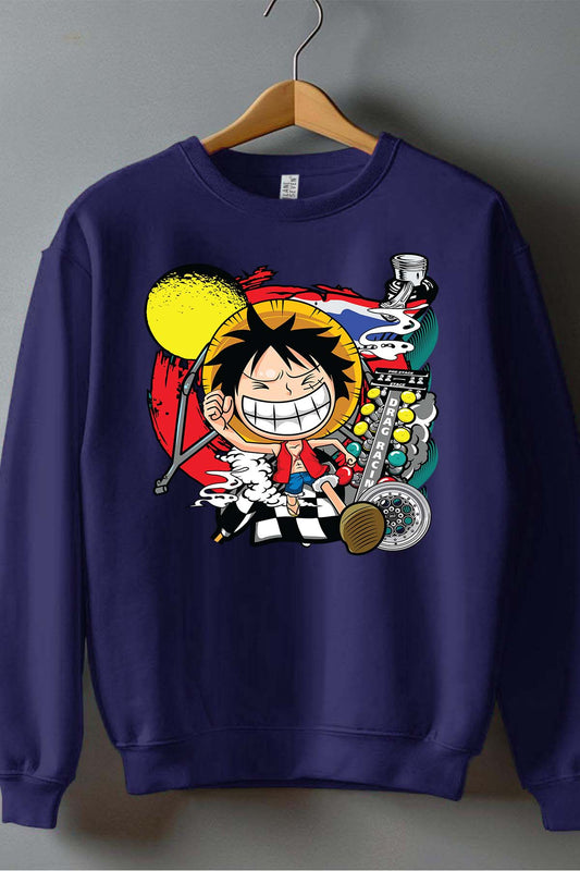 COULEUR:Marine|Sweat Col Rond Garçon | ONEPIECE Drag Racing Marine