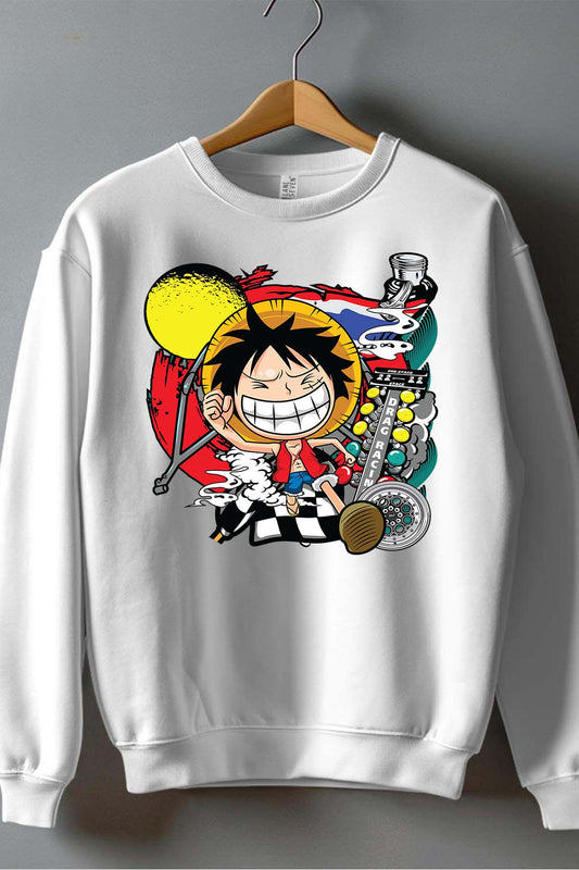 COULEUR:Blanc|Sweat Col Rond Homme | ONEPIECE Drag Racing Blanc