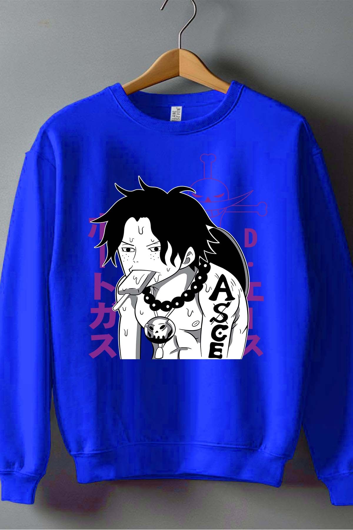 COULEUR:Bleu Roi|Sweat Col Rond Garçon | ONEPIECE Ice cream Bleu Roi