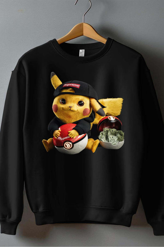 COULEUR:Noir|Sweat Col Rond Garçon | Pika la street Noir