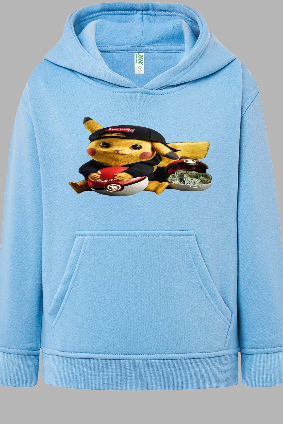 COULEUR:Bleu Ciel|Sweat Capuche Garçon | Pika la street Bleu Ciel
