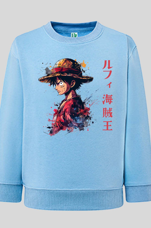 COULEUR:Bleu Ciel|Sweat Col Rond Homme | Pirate King one Bleu Ciel