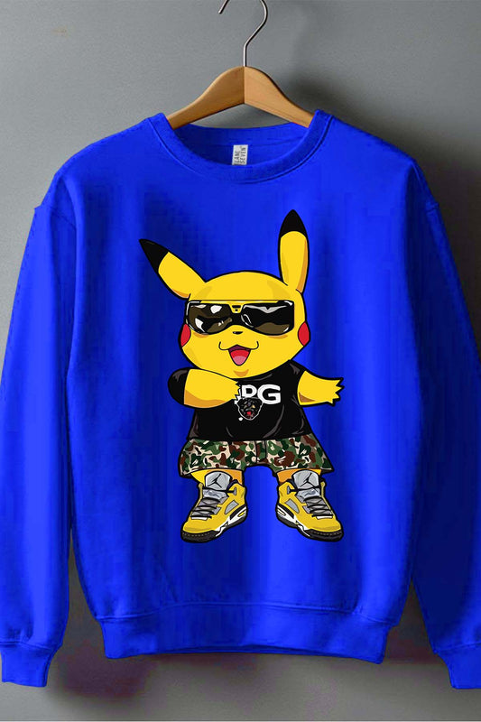 COULEUR:Bleu Roi|Sweat Col Rond Homme | Poké D&G Bleu Roi