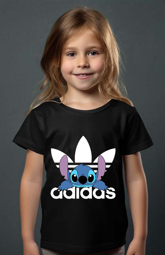 COULEUR:Noir|T-shirt Fille | Stich adid allongé Noir
