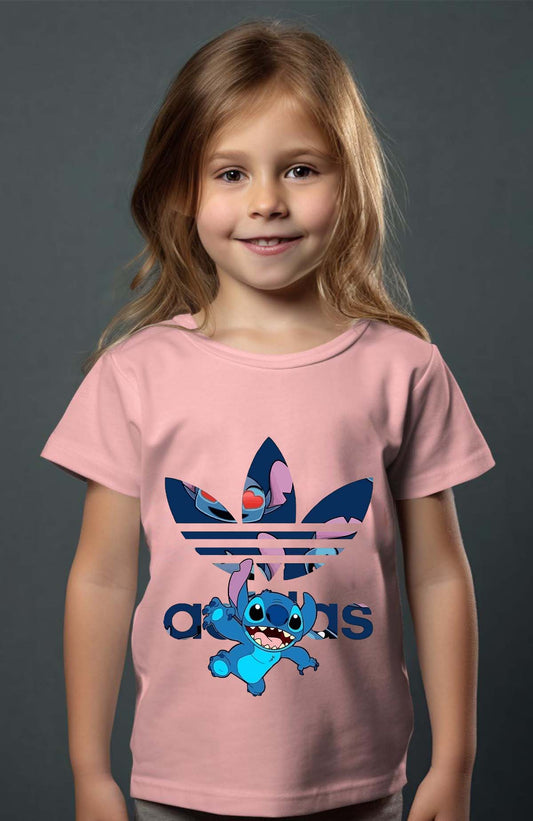 COULEUR:Rose|T-shirt Fille | Stitch Patern Adid Rose