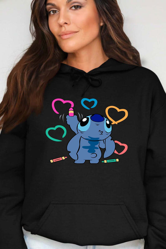 COULEUR:Noir|Sweat Capuche Femme | Stitch Write heart Noir