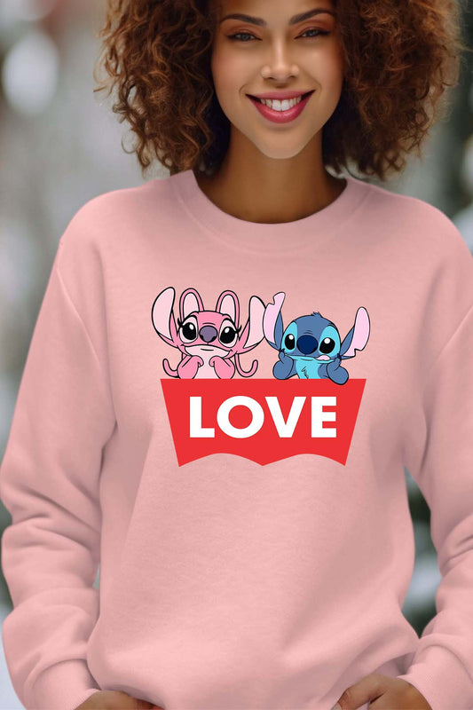 COULEUR:Rose|Sweat Col Rond Femme | Stitch bundle 217 Rose