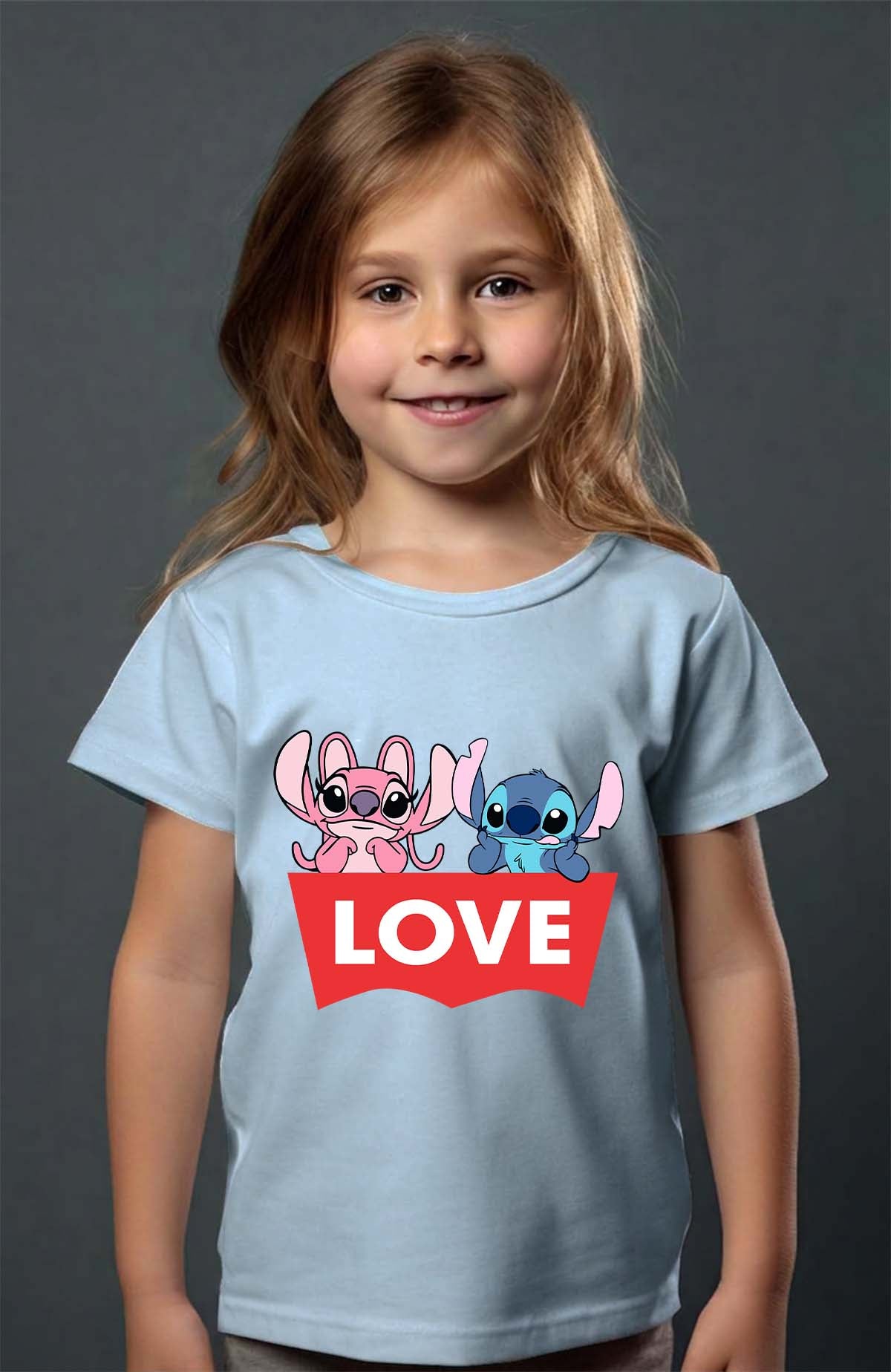 COULEUR:Bleu Ciel|T-shirt Fille | Stitch bundle 217 Bleu Ciel
