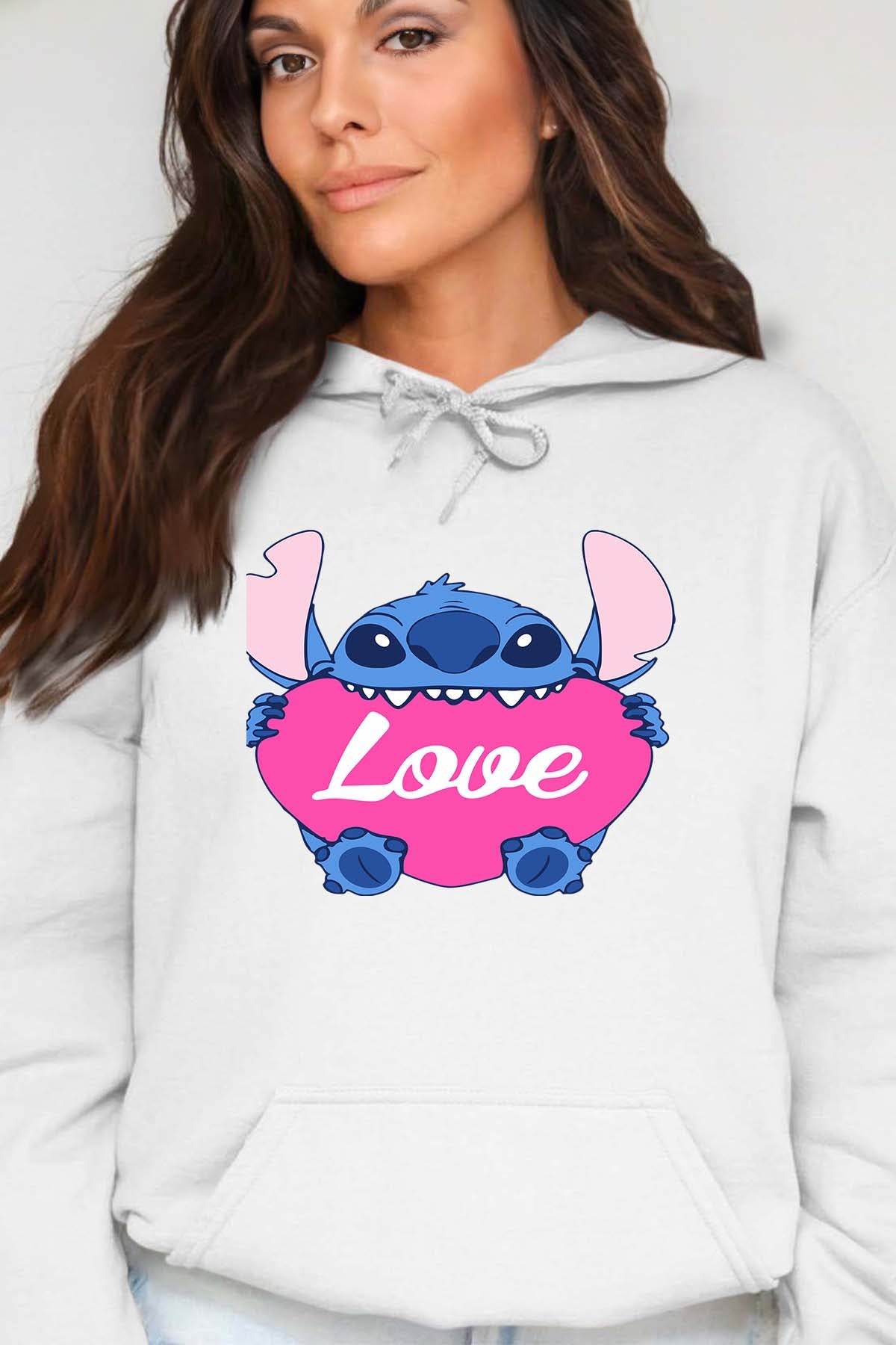 COULEUR:Blanc|Sweat Capuche Femme | Stitch bundle 226 Blanc