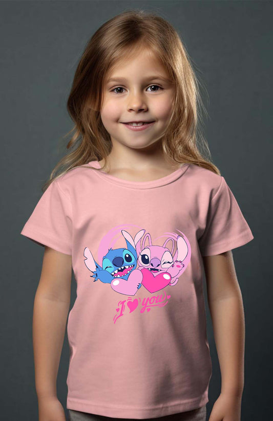 COULEUR:Rose|T-shirt Fille | Stitch bundle 228 Rose