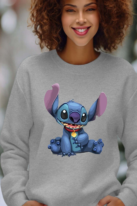 COULEUR:Gris|Sweat Col Rond Femme | Stitch cie animal Gris