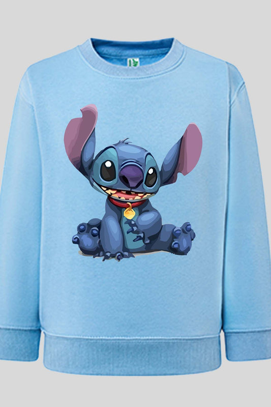 COULEUR:Bleu Ciel|Sweat Col Rond Garçon | Stitch cie animal Bleu Ciel