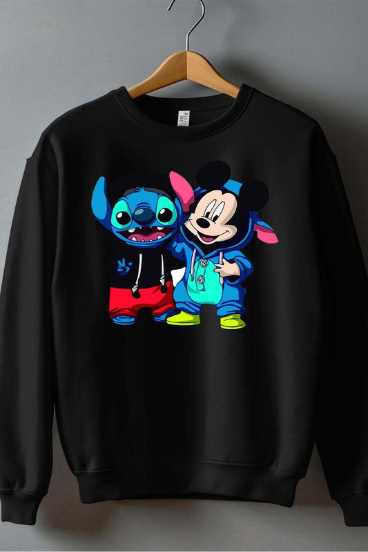 COULEUR:Noir|Sweat Col Rond Garçon | Stitch mickey déguisé Noir