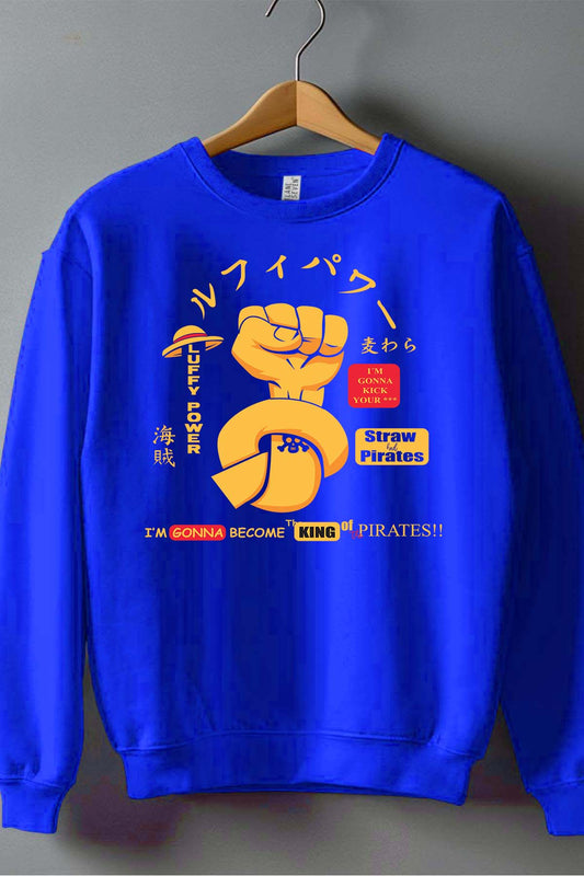 COULEUR:Bleu Roi|Sweat Col Rond Homme | Straw Pirates Bleu Roi