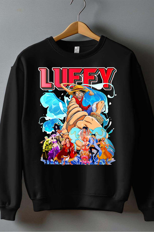 COULEUR:Noir|Sweat Col Rond Garçon | Team Luffy 05 Noir