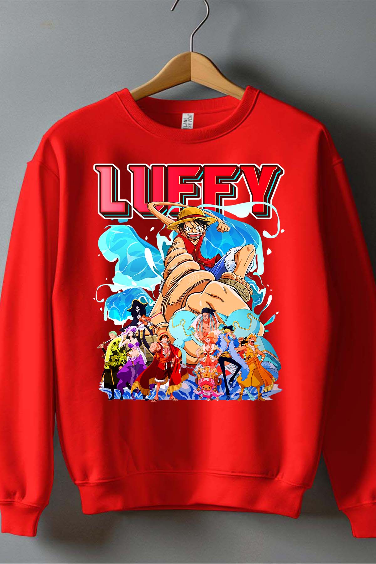 COULEUR:Rouge|Sweat Col Rond Homme | Team Luffy 05 Rouge