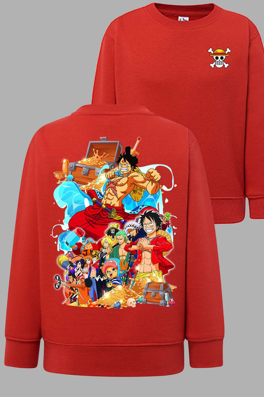 COULEUR:Rouge|Sweat Col Rond Garçon | Team luffy 02 Rouge