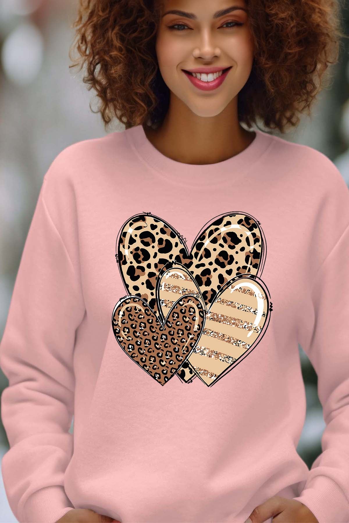 COULEUR:Rose|Sweat Col Rond Femme | Three coeurs leo Rose