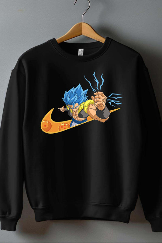 COULEUR:Noir|Sweat Col Rond Garçon | Virgule Boule Gogeta Blue Noir