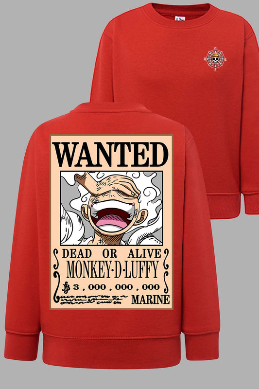 COULEUR:Rouge|Sweat Col Rond Garçon | Wanted LUFFY GEAR Rouge