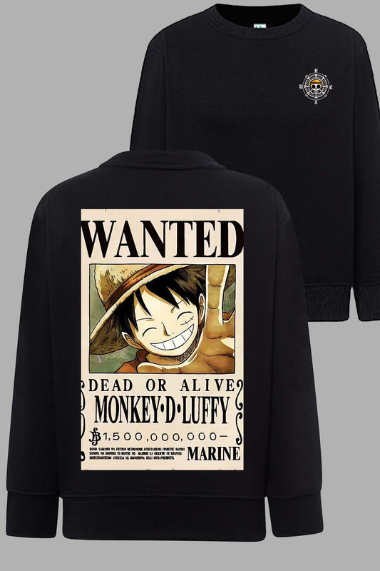 COULEUR:Noir|Sweat Col Rond Homme | Wanted Monkey D Noir