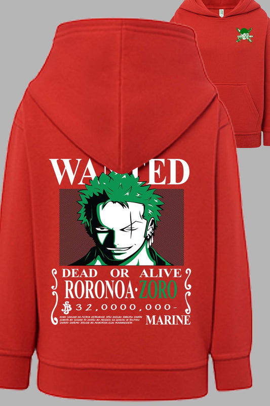 COULEUR:Rouge|Sweat Capuche Homme | Wanted Roronoa Rouge
