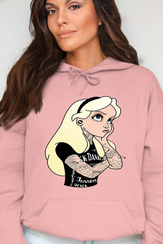 COULEUR:Rose|Sweat Capuche Femme | alice tatoué Rose