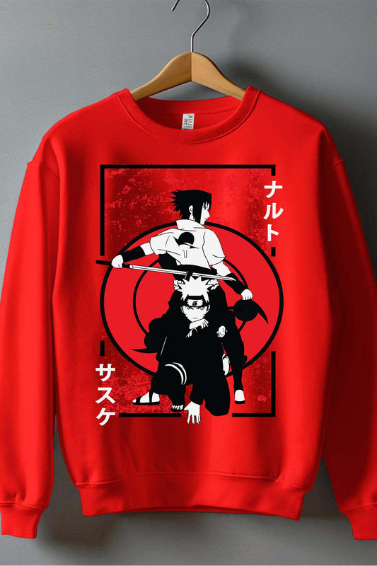 COULEUR:Rouge|Sweat Col Rond Garçon | blood naruto Rouge
