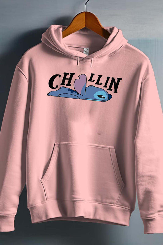 COULEUR:Rose|Sweat Capuche Fille | chillin stitch Rose