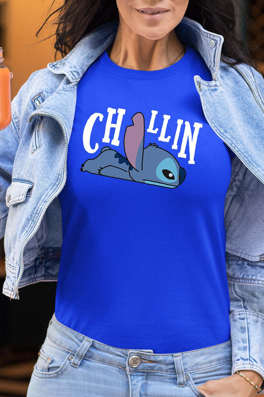 COULEUR:Bleu Roi|T-shirt Femme | chillin stitch Bleu Roi