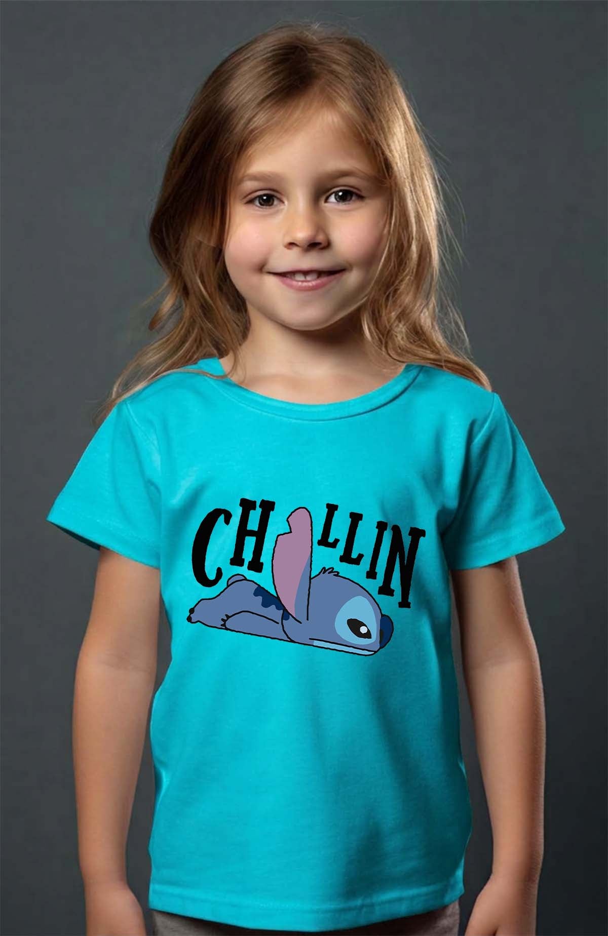 COULEUR:Turquoise|T-shirt Fille | chillin stitch Turquoise
