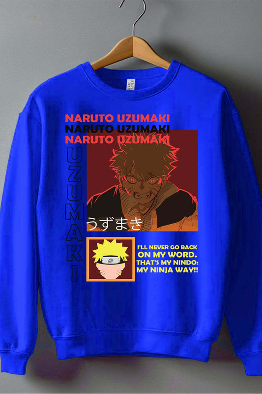 COULEUR:Bleu Roi|Sweat Col Rond Garçon | fury naruto NOIR Bleu Roi