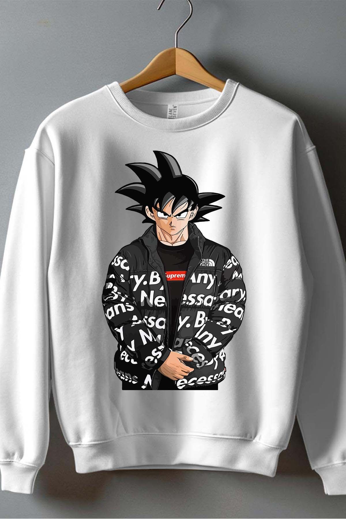 COULEUR:Blanc|Sweat Col Rond Homme | goku doudoune Blanc