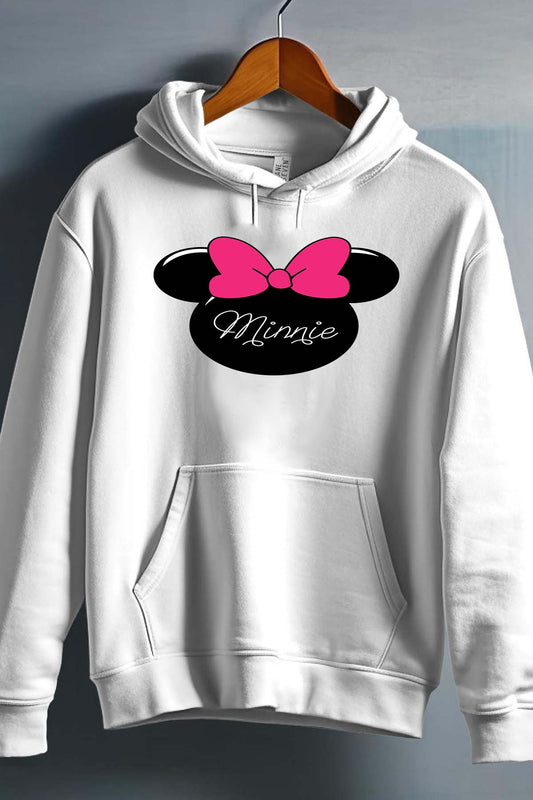 COULEUR:Blanc|Sweat Capuche Fille | logo minnie Blanc