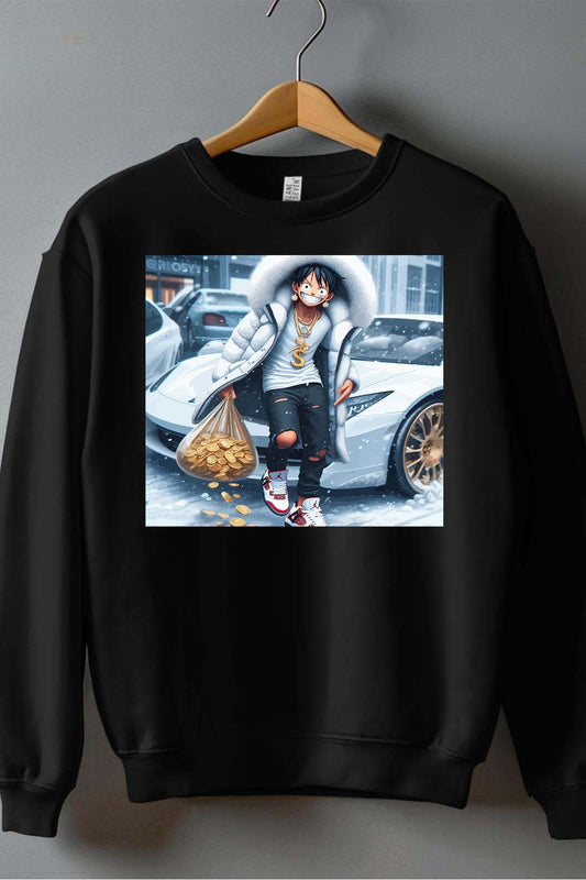 COULEUR:Noir|Sweat Col Rond Garçon | luffy braco 2023 Noir