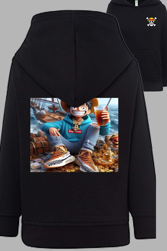 COULEUR:Noir|Sweat Capuche Garçon | luffy urban Boisson Noir