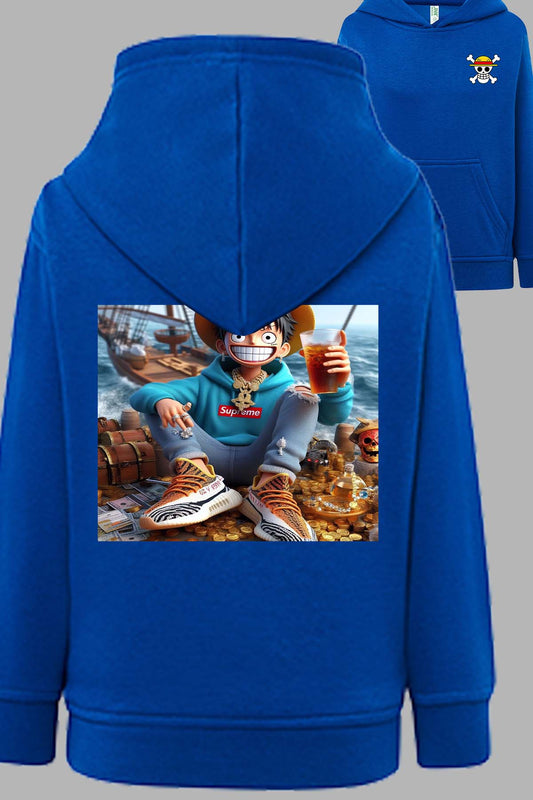 COULEUR:Bleu Roi|Sweat Capuche Homme | luffy urban Boisson Bleu Roi