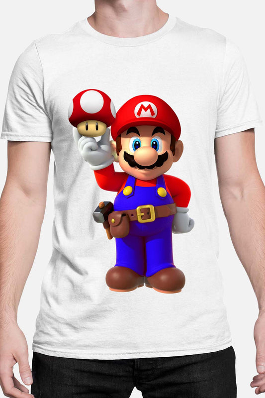 COULEUR:Blanc|T-shirt Homme | mario champignon Blanc