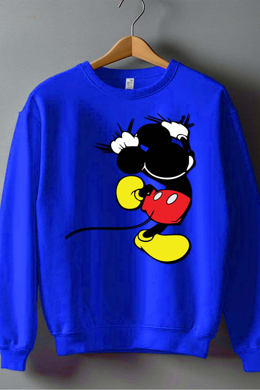 COULEUR:Bleu Roi|Sweat Col Rond Garçon | mickey dos Bleu Roi