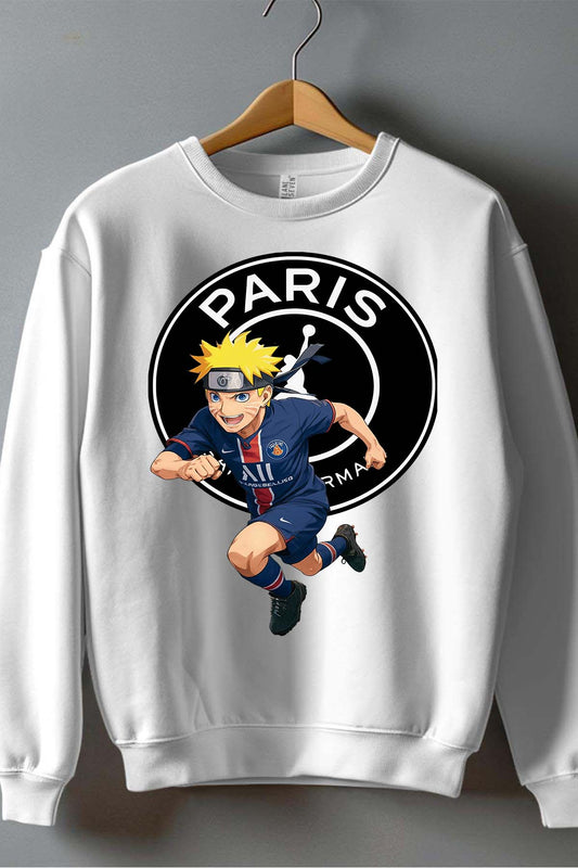 COULEUR:Blanc|Sweat Col Rond Garçon | narut psg Blanc