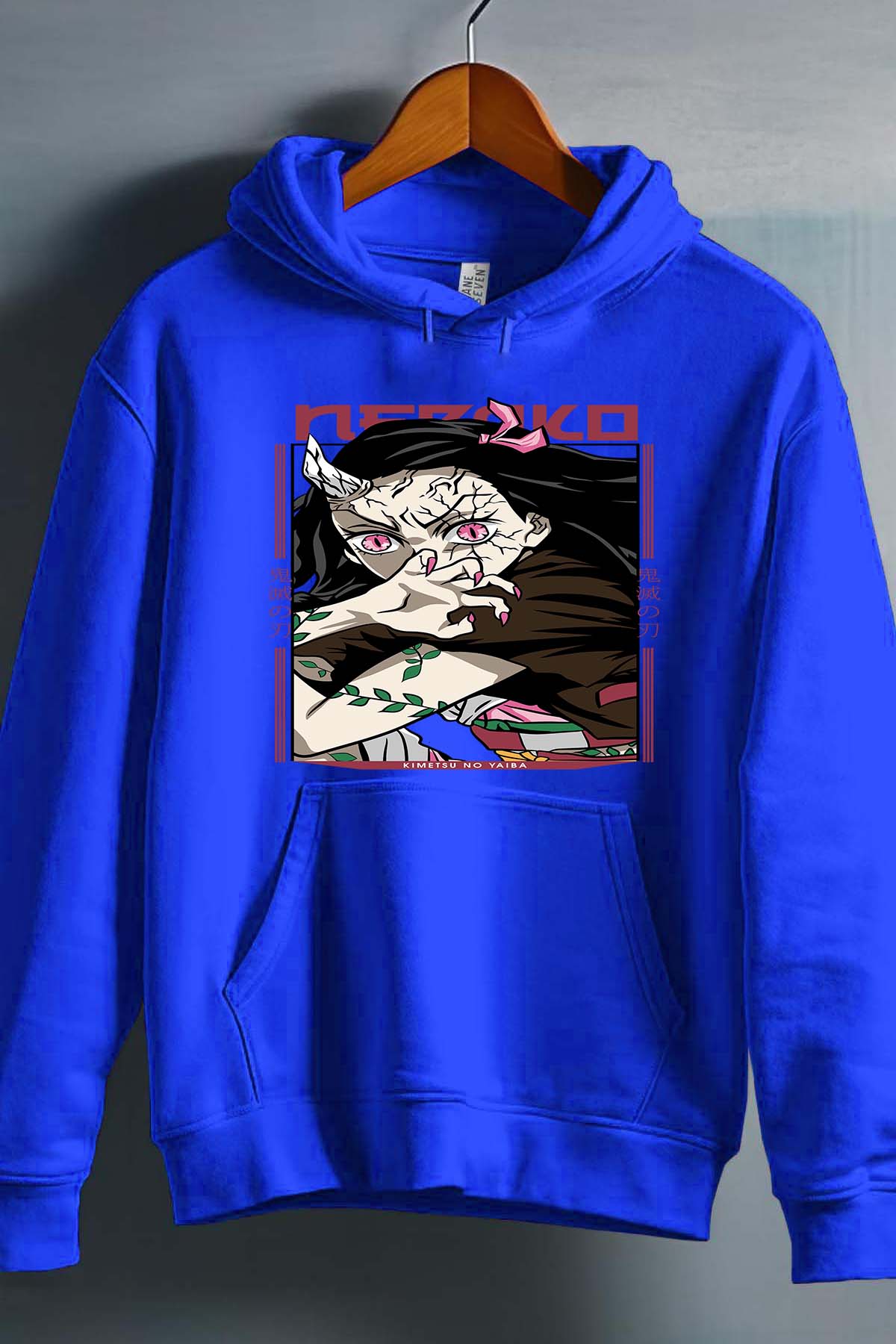 COULEUR:Bleu Roi|Sweat Capuche Homme | nezuko demonio Bleu Roi