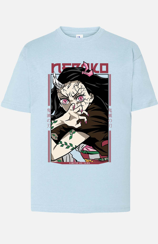 COULEUR:Bleu Ciel|T-shirt Garçon | nezuko demonio Bleu Ciel