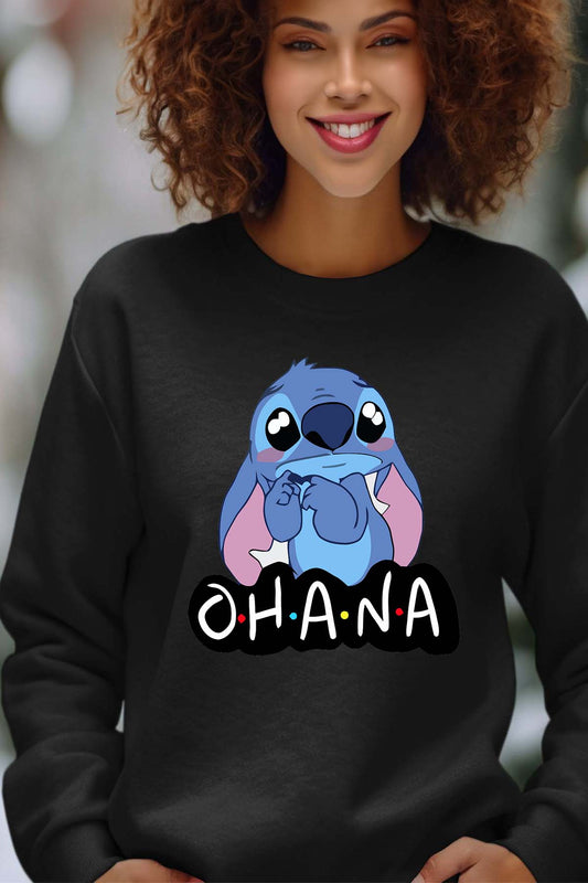COULEUR:Noir|Sweat Col Rond Femme | ohana stitch triste Noir