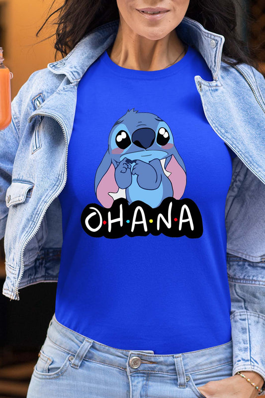 COULEUR:Bleu Roi|T-shirt Femme | ohana stitch triste Bleu Roi