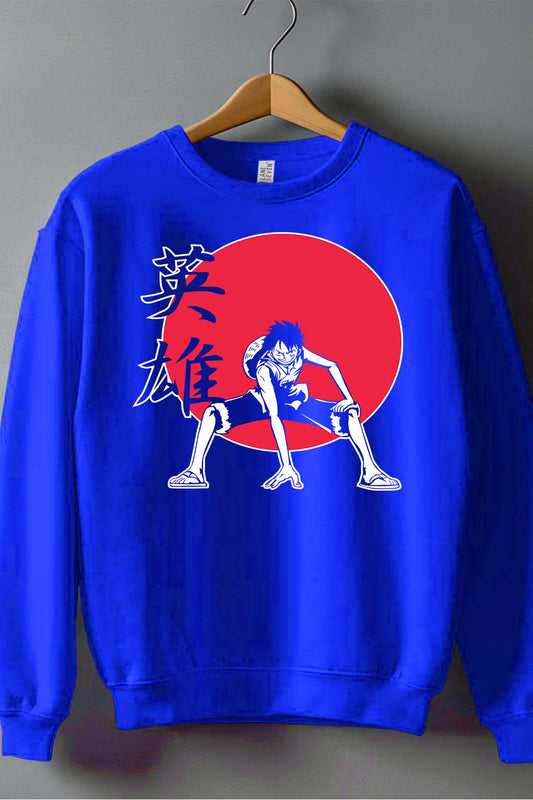 COULEUR:Bleu Roi|Sweat Col Rond Homme | one P rond Red Bleu Roi