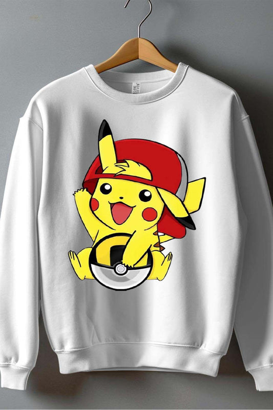 COULEUR:Blanc|Sweat Col Rond Homme | pika Ksket Blanc