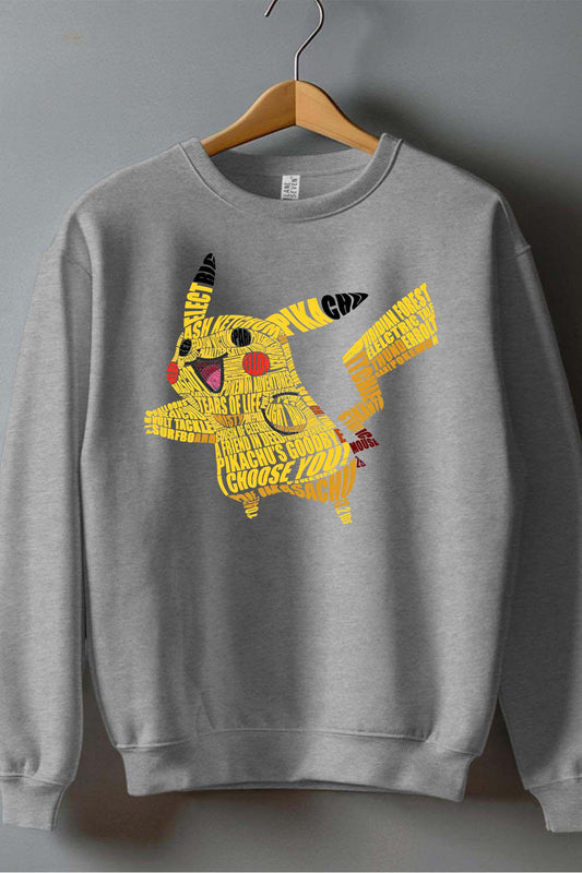 COULEUR:Gris|Sweat Col Rond Garçon | pika TXT Gris